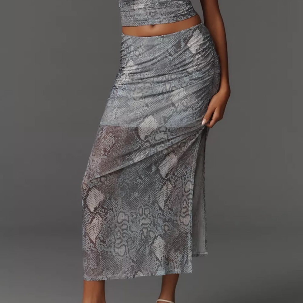 Anthropologie Maeve Aleda Mesh Ruched Maxi Skirt